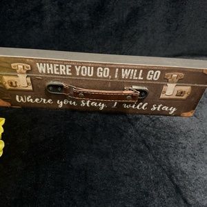 Wood Block Sign themed Vintage Suitcase with Leather Handle and Love Quotes